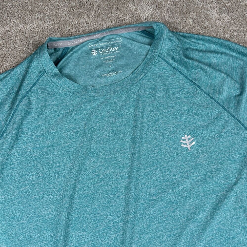 Coolibar UPF 50+ Perfromance Everyday TShirt Short Sleeve Blue Teal Men's Large